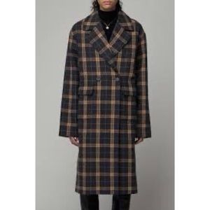 OAK + FORT double breasted plaid coat
